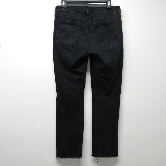 MOTHER The Rascal Ankle Snippet Jeans 30 Dark Blue Black Wash Blackbird Raw Hem - Picture 2 of 5